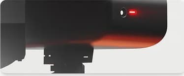 A dark call-routing device with a red indicator light